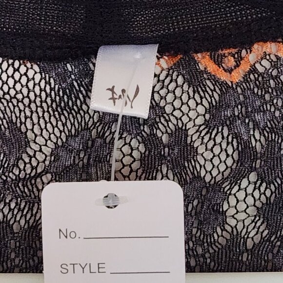 WOMENS XL BLACK AND ORANGE FLORAL LACE BLOUSE - Picture 4 of 4